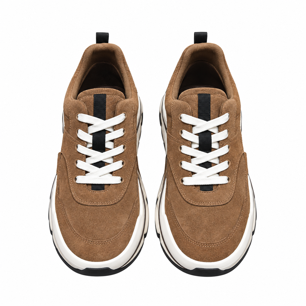 Hermès Brown Leather Low-Top Sneakers with White Laces