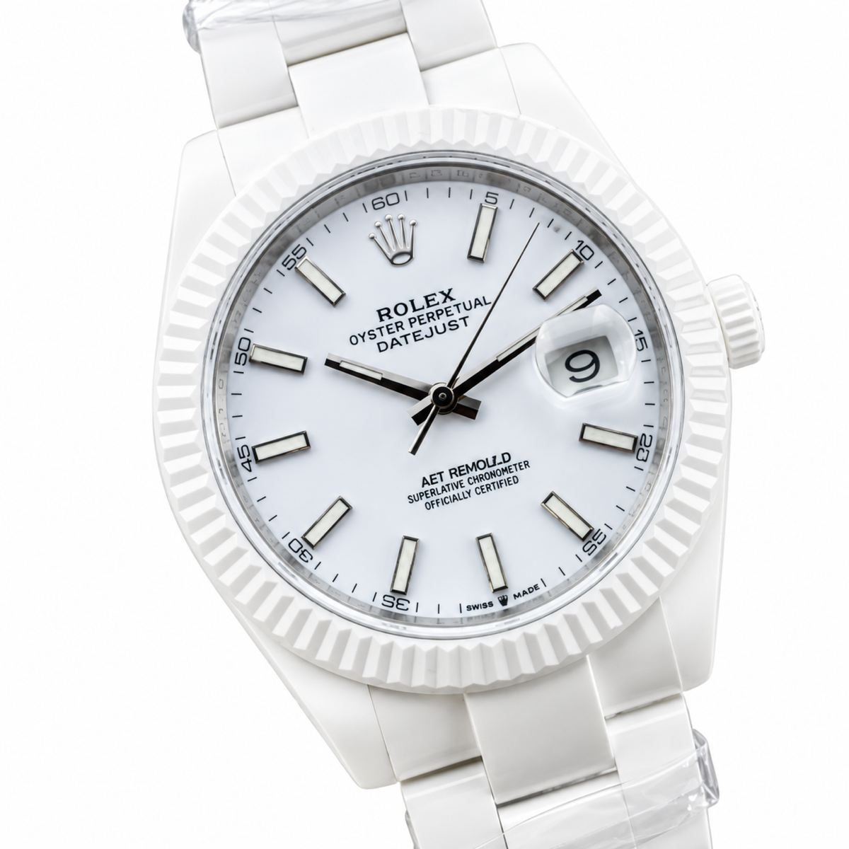 Rolex Datejust 41mm AET Remould Full White Ceramic Custom Watch