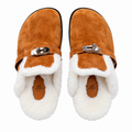 Hermès Tan Mule Shoes with Cream Plush Lining