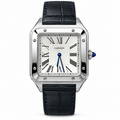 Cartier Santos-Dumont Steel White Dial Black Alligator Watch