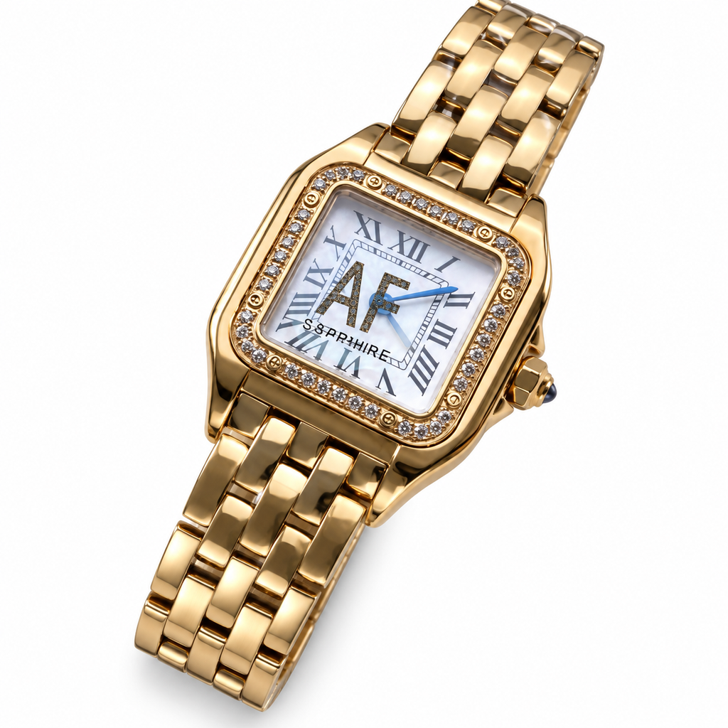 Cartier Panthère de Cartier Small 18k Yellow Gold Diamond Bezel White Dial Roman Numeral Yellow Gold Bracelet Quartz Watch