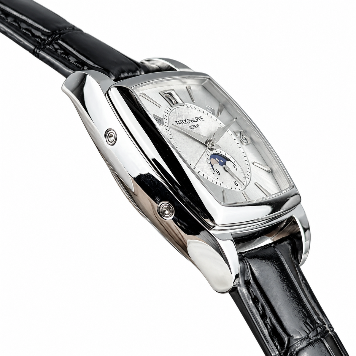 Patek Philippe Gondolo Moon Phase Date White Gold Watch