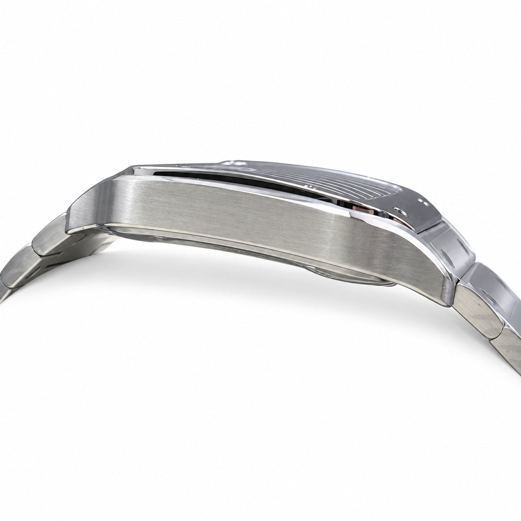 Cartier Santos de Cartier Large Stainless Steel Skeleton Silver Roman Numeral Steel Bracelet Automatic Watch