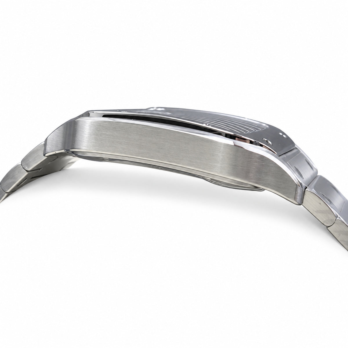 Cartier Santos de Cartier Large Stainless Steel Skeleton Silver Roman Numeral Steel Bracelet Automatic Watch
