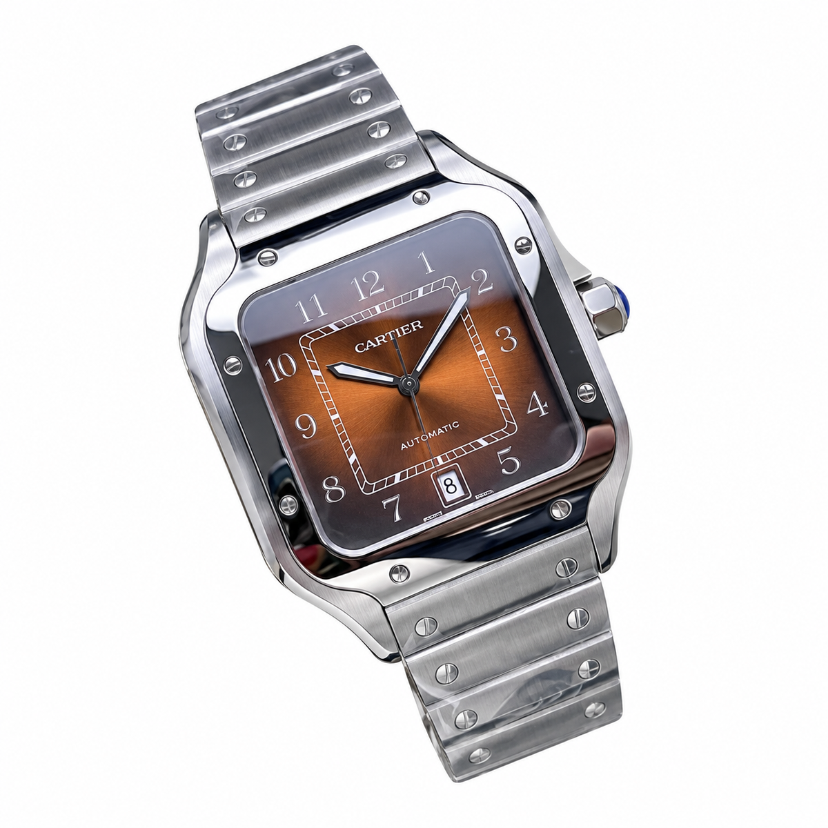 Cartier Santos de Cartier Steel Brown Fumé Dial Automatic Watch