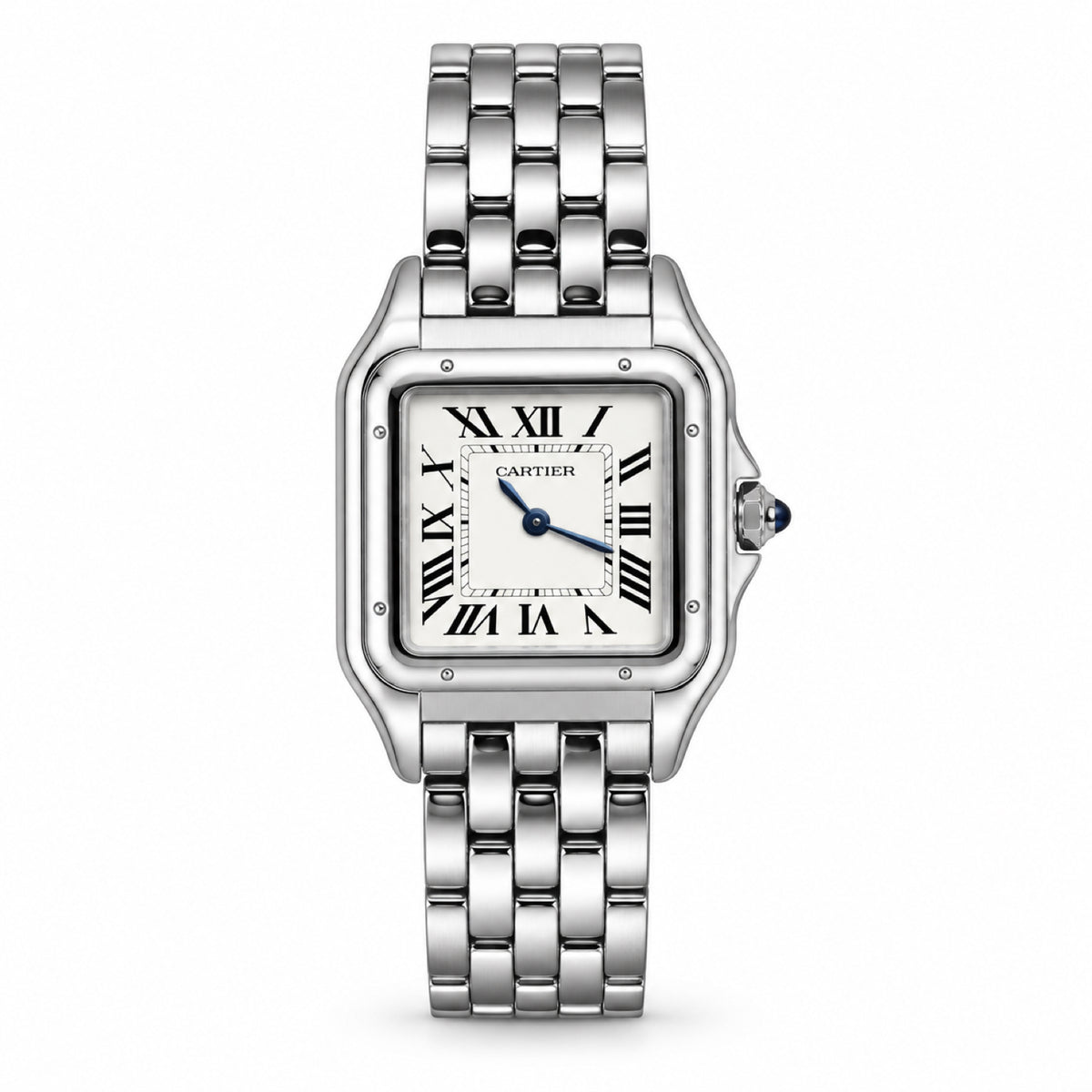 Cartier Panthère de Cartier Medium Stainless Steel White Dial Roman Numeral Steel Bracelet Quartz Watch