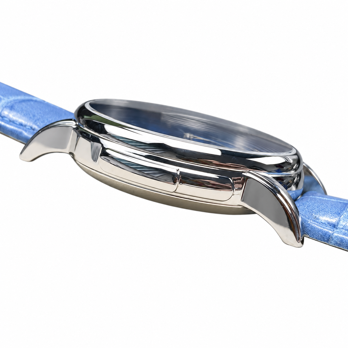 Patek Philippe Calatrava White Gold Blue Guilloché Enamel Dial Arabic Numerals Small Seconds Blue Strap 40mm