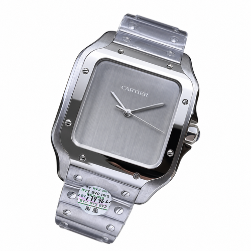 Cartier Santos de Cartier Silver Dial Steel Bracelet Watch