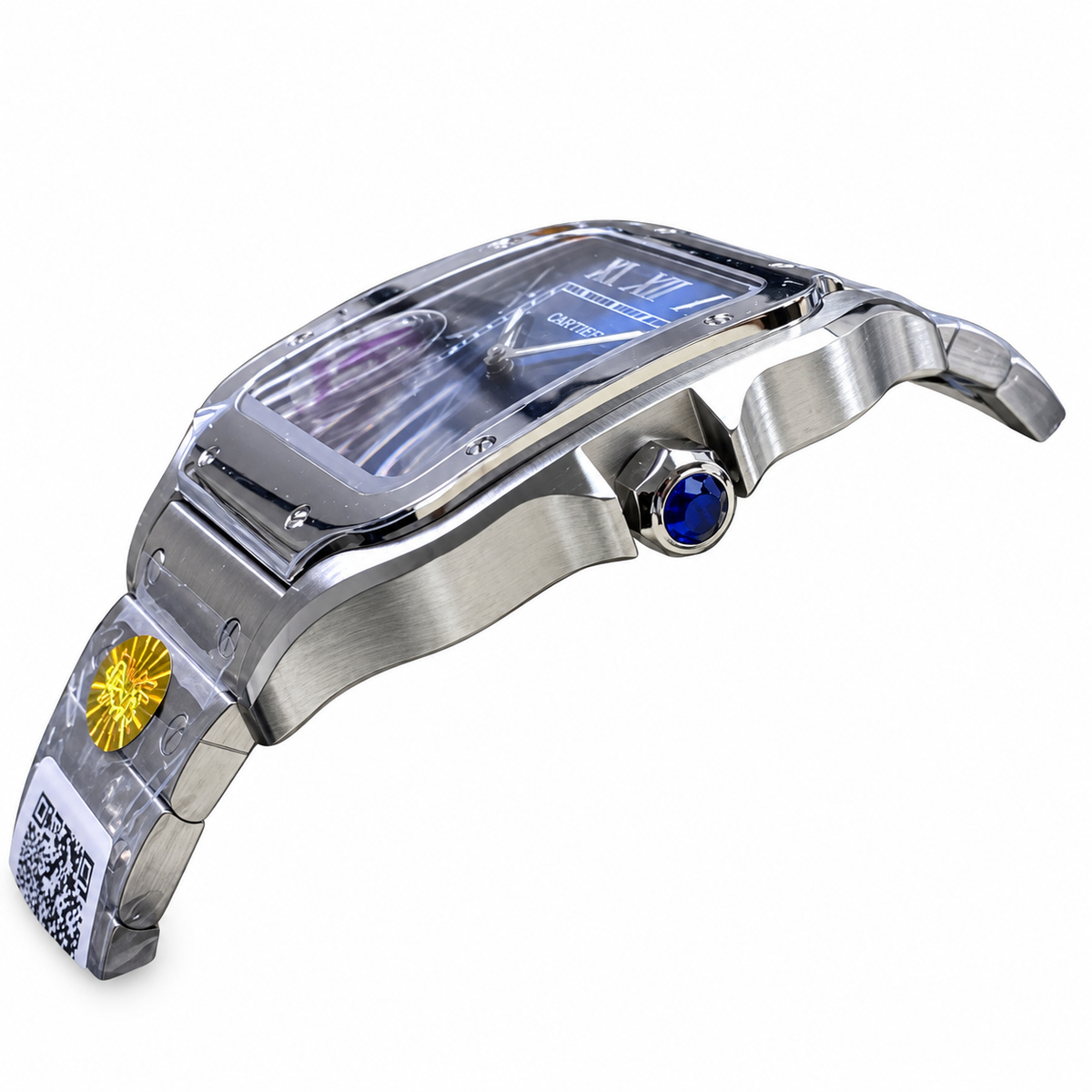 Cartier Santos de Cartier Large Stainless Steel Blue Dial Steel Bracelet Automatic Watch