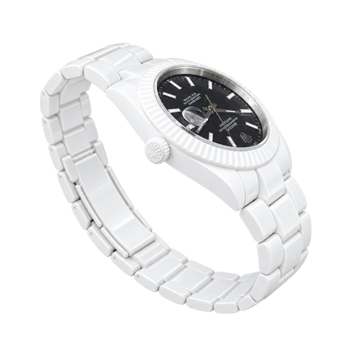 Rolex Datejust 41mm AET Remould White Ceramic Black Dial Custom Watch