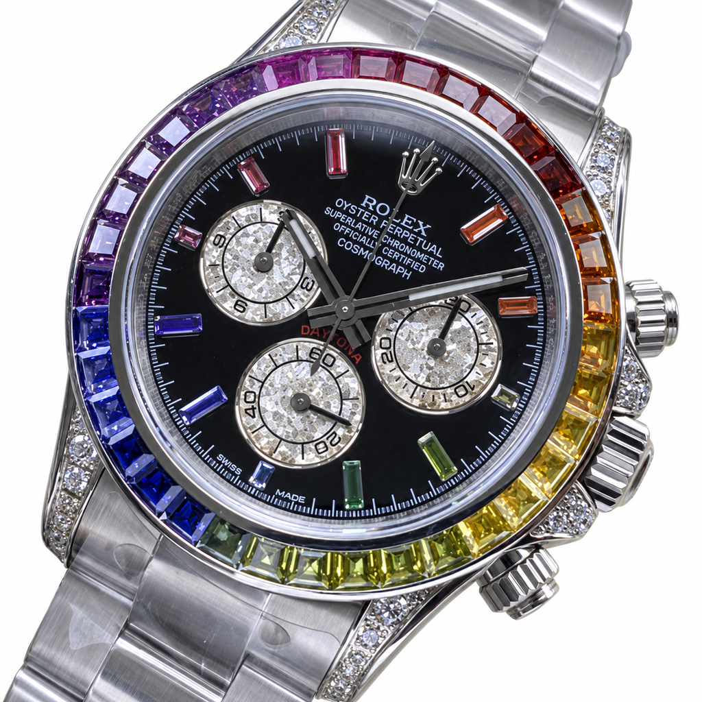 Rolex Cosmograph Daytona Rainbow 40mm White Gold Chronograph Watch