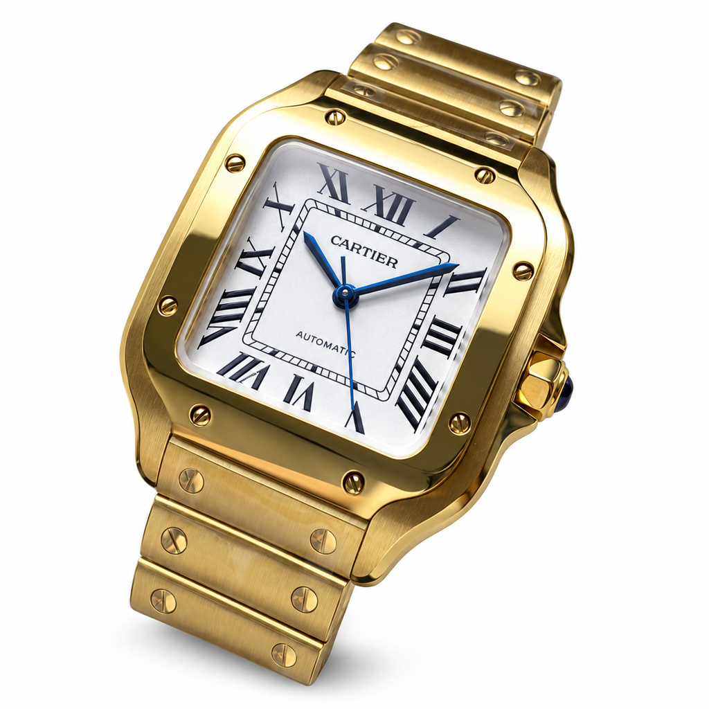 Cartier Santos de Cartier Medium 18k Yellow Gold Automatic Gold Bracelet Watch