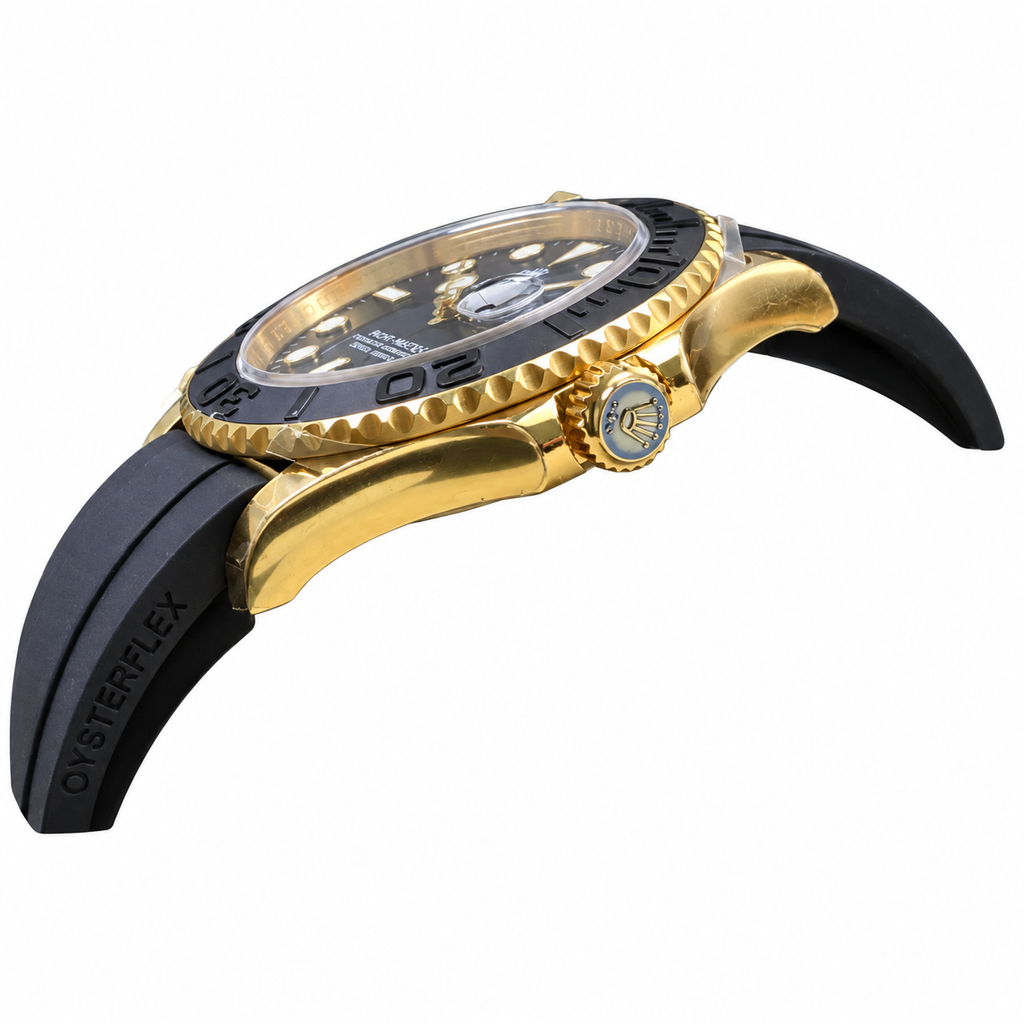 Rolex Yacht-Master 42 Yellow Gold Black Ceramic Bezel Oysterflex Watch