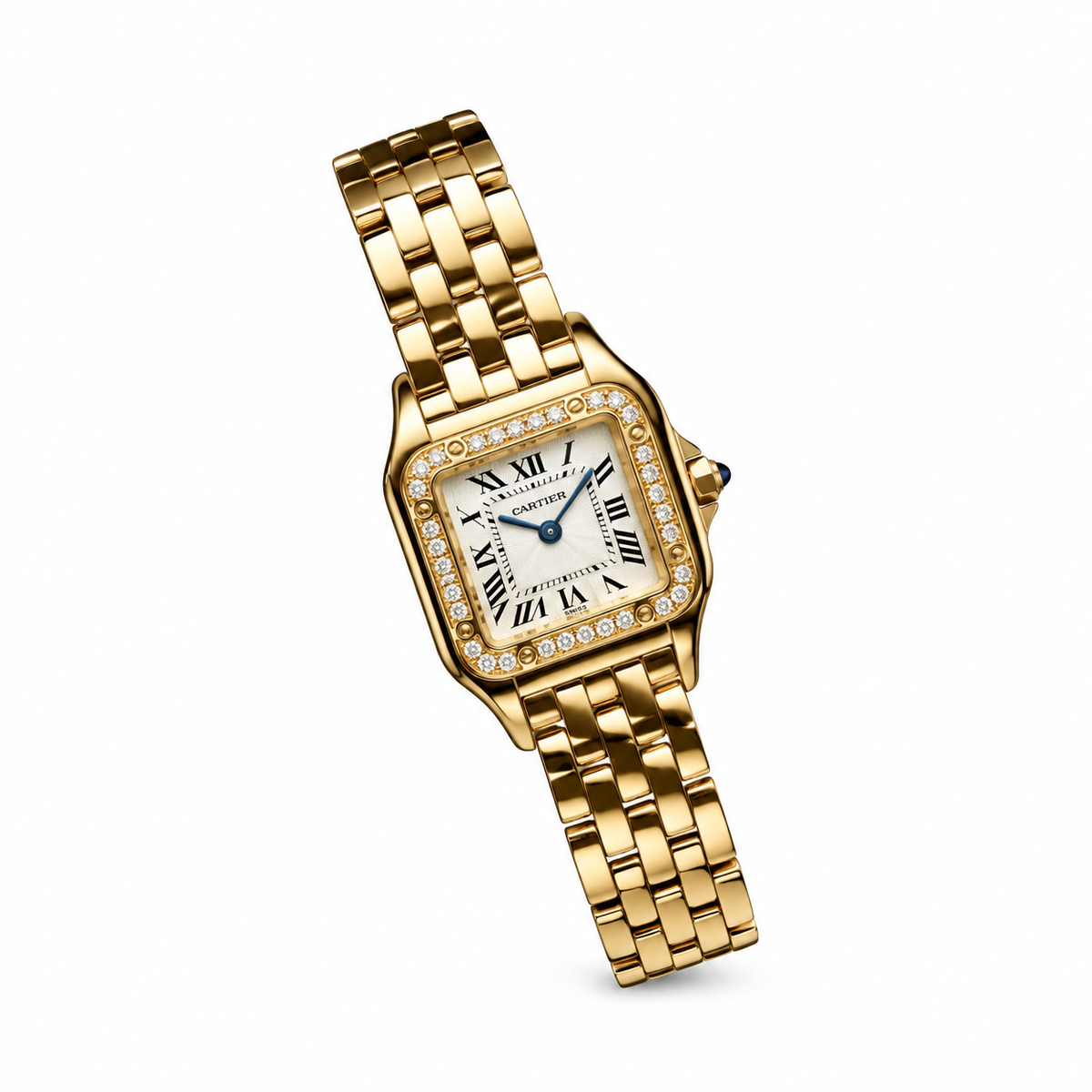 Cartier Panthère de Cartier Small 18k Yellow Gold Diamond Bezel Cream Dial Roman Numeral Yellow Gold Bracelet Quartz Watch