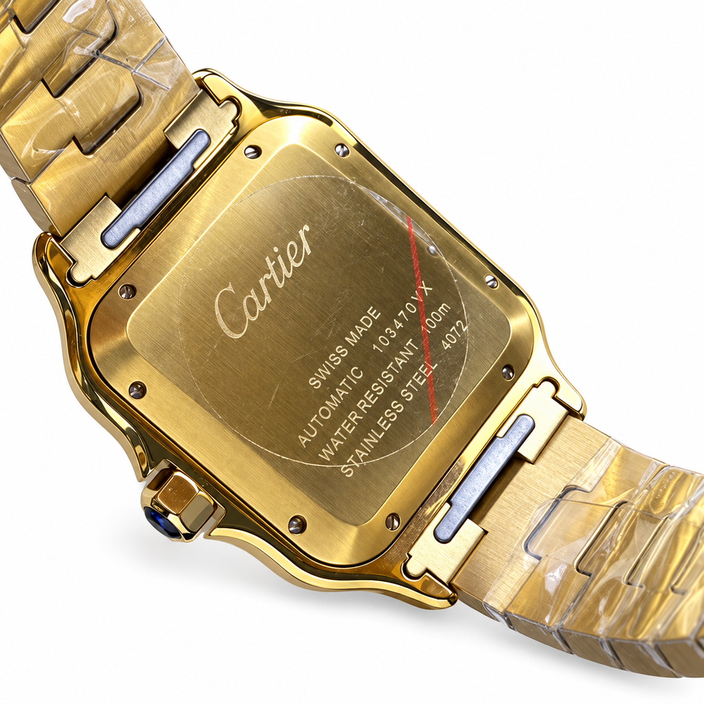 Cartier Santos de Cartier Large Steel Yellow Gold PVD Champagne Dial Arabic Numeral Gold Bracelet Automatic Watch
