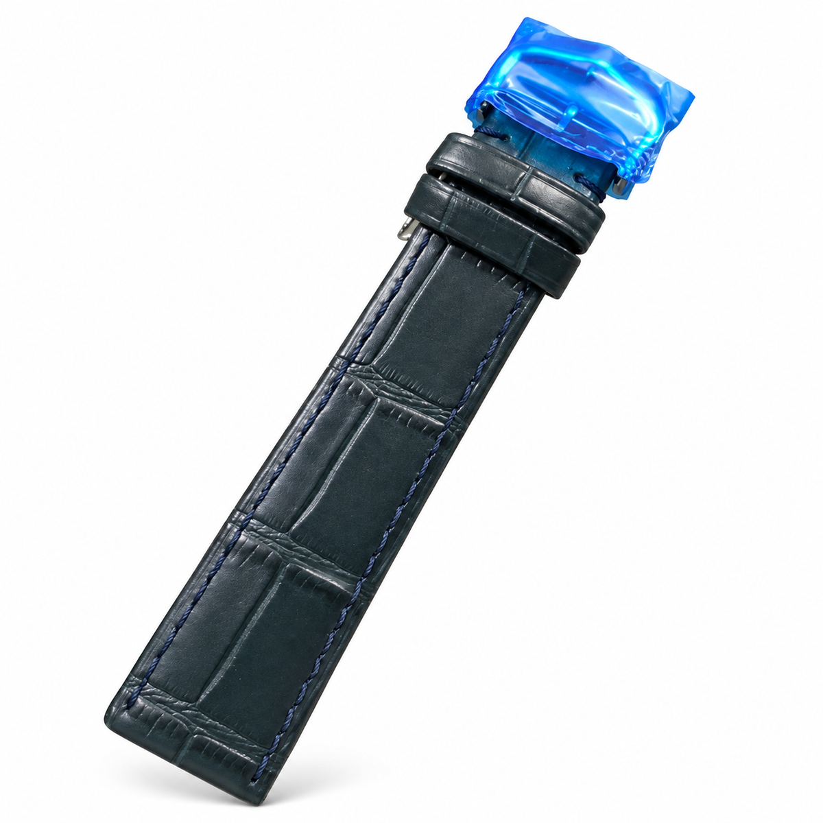 Cartier Tank Must Small Stainless Steel Blue Lacquer Dial Blue Alligator Strap Watch
