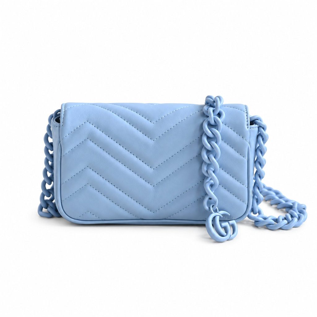 Gucci GG Marmont Super Mini Bag Blue on Blue