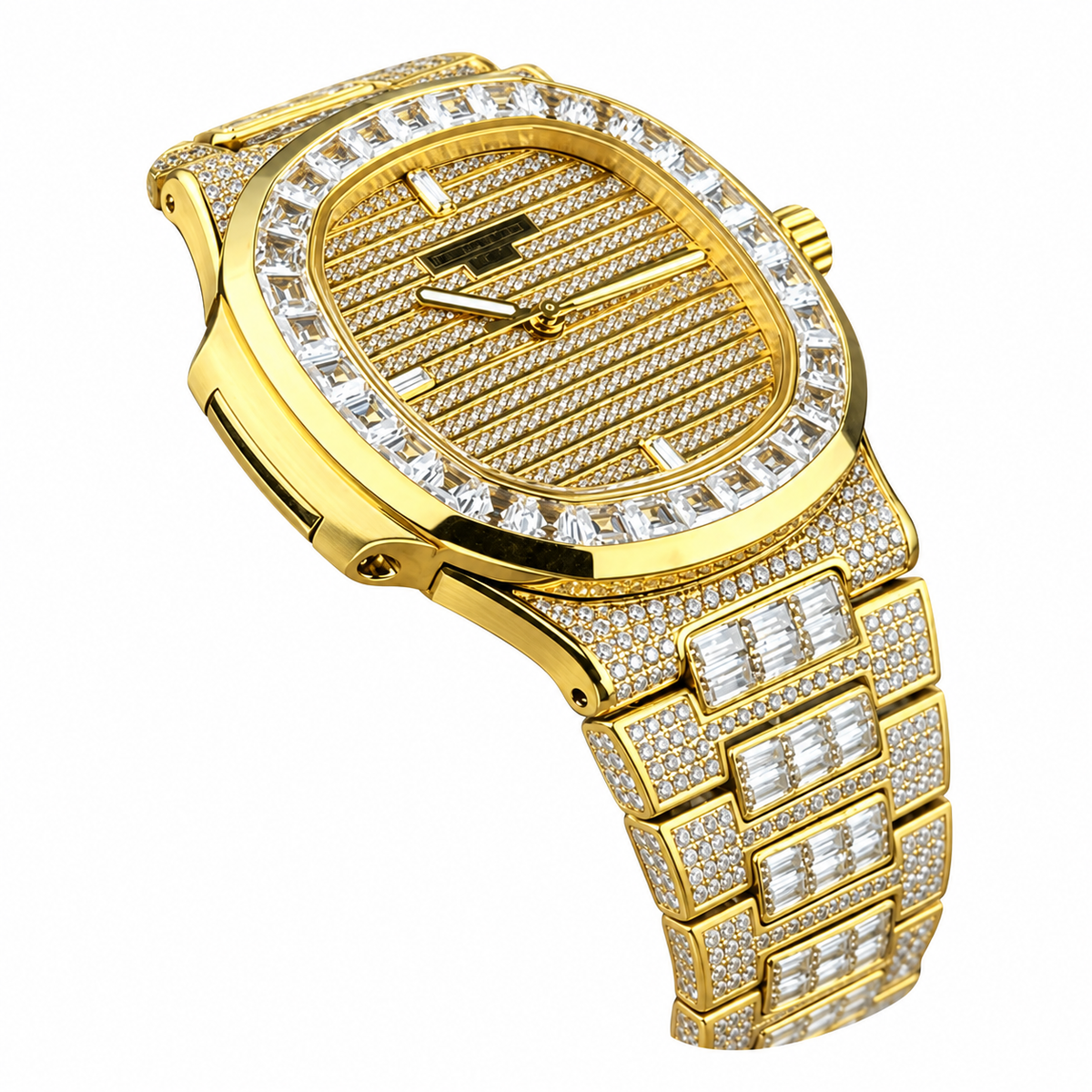 Patek Philippe Nautilus Iced Out Full Diamond Yellow Gold Baguette 40mm