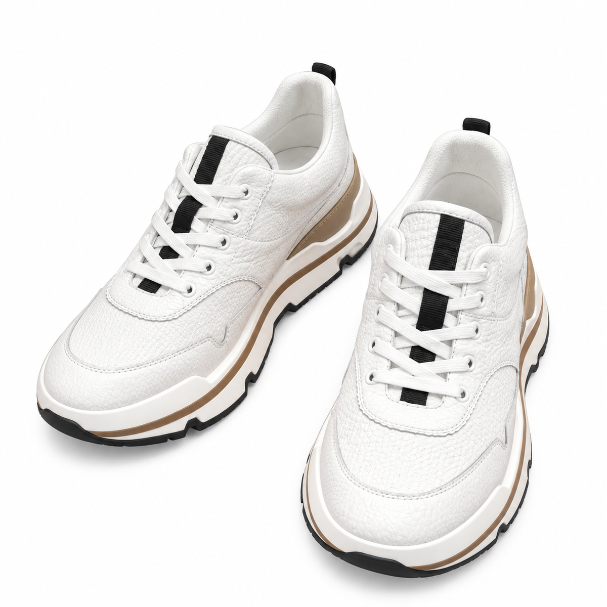 Hermès White Leather Low-Top Sneakers with Contrast Sole