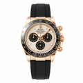 Rolex Cosmograph Daytona Rose Gold Black Ceramic Bezel Champagne Dial Oysterflex Watch