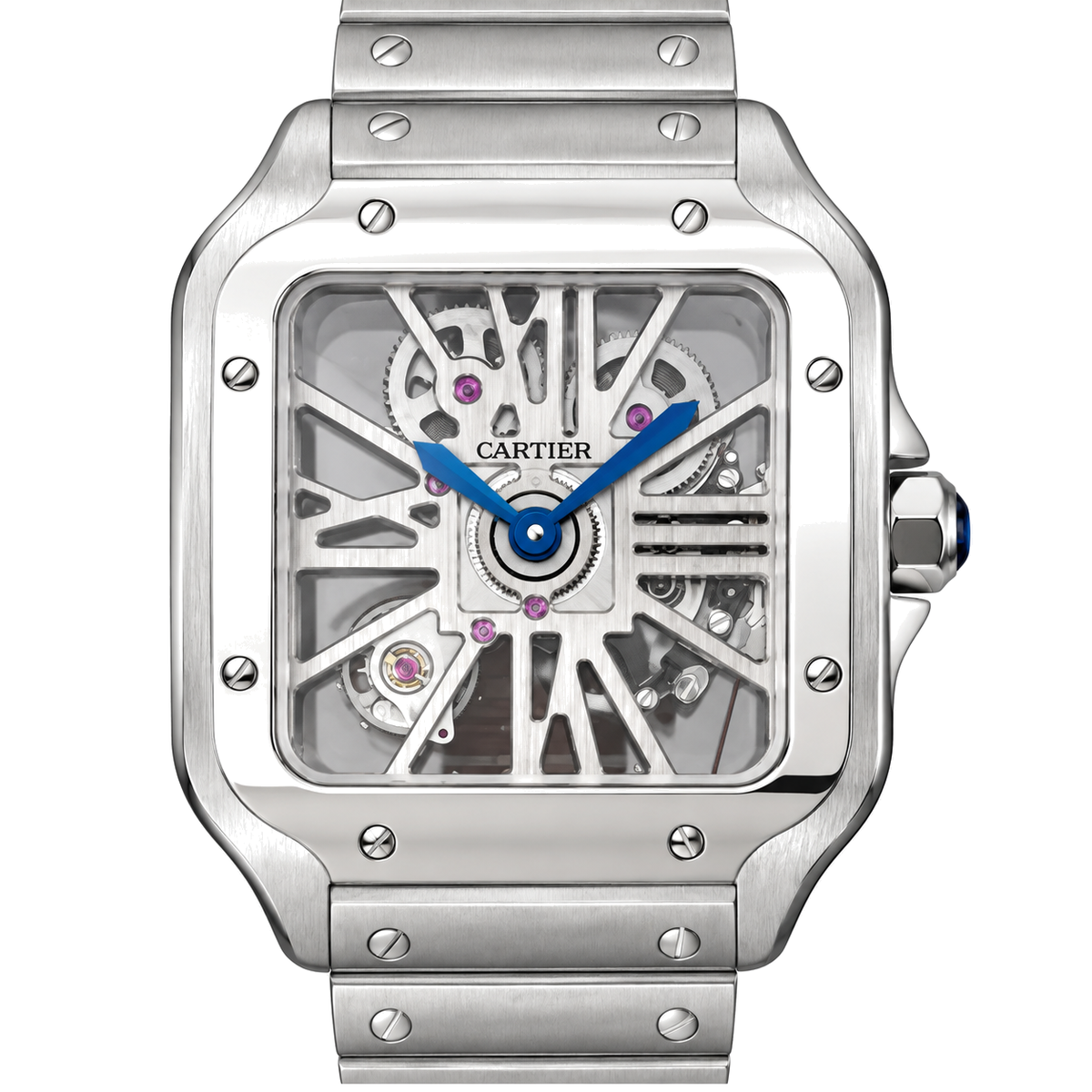 Cartier Santos de Cartier Large Skeleton Stainless Steel Automatic Steel Bracelet Watch