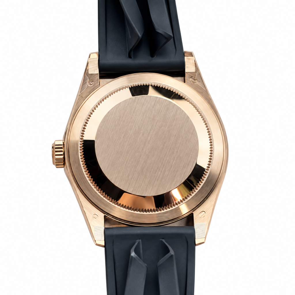 Rolex Sky-Dweller Everose Gold Fluted Bezel Slate Dial Oysterflex Watch