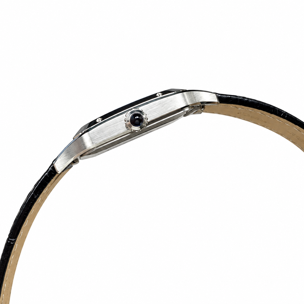 Cartier Santos-Dumont XL Stainless Steel White Dial Black Alligator Strap Watch