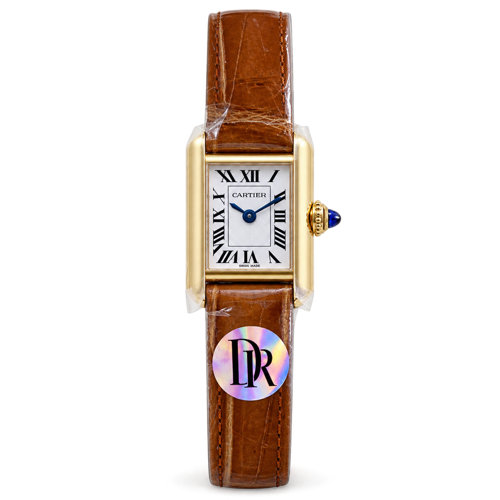 Cartier Tank Louis Cartier Yellow Gold White Dial Brown Alligator Watch