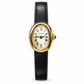 Cartier Baignoire Mini Yellow Gold Cream Dial Black Leather Watch