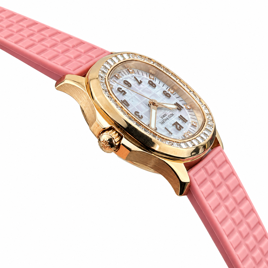 Patek Philippe Aquanaut Luce Rose Gold Diamond MOP Dial Pink Strap 35.6mm