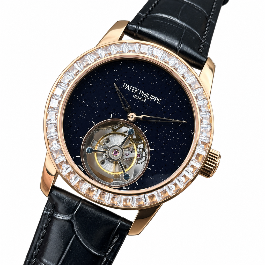 Patek Philippe Calatrava Tourbillon Diamond Bezel Aventurine Rose Gold
