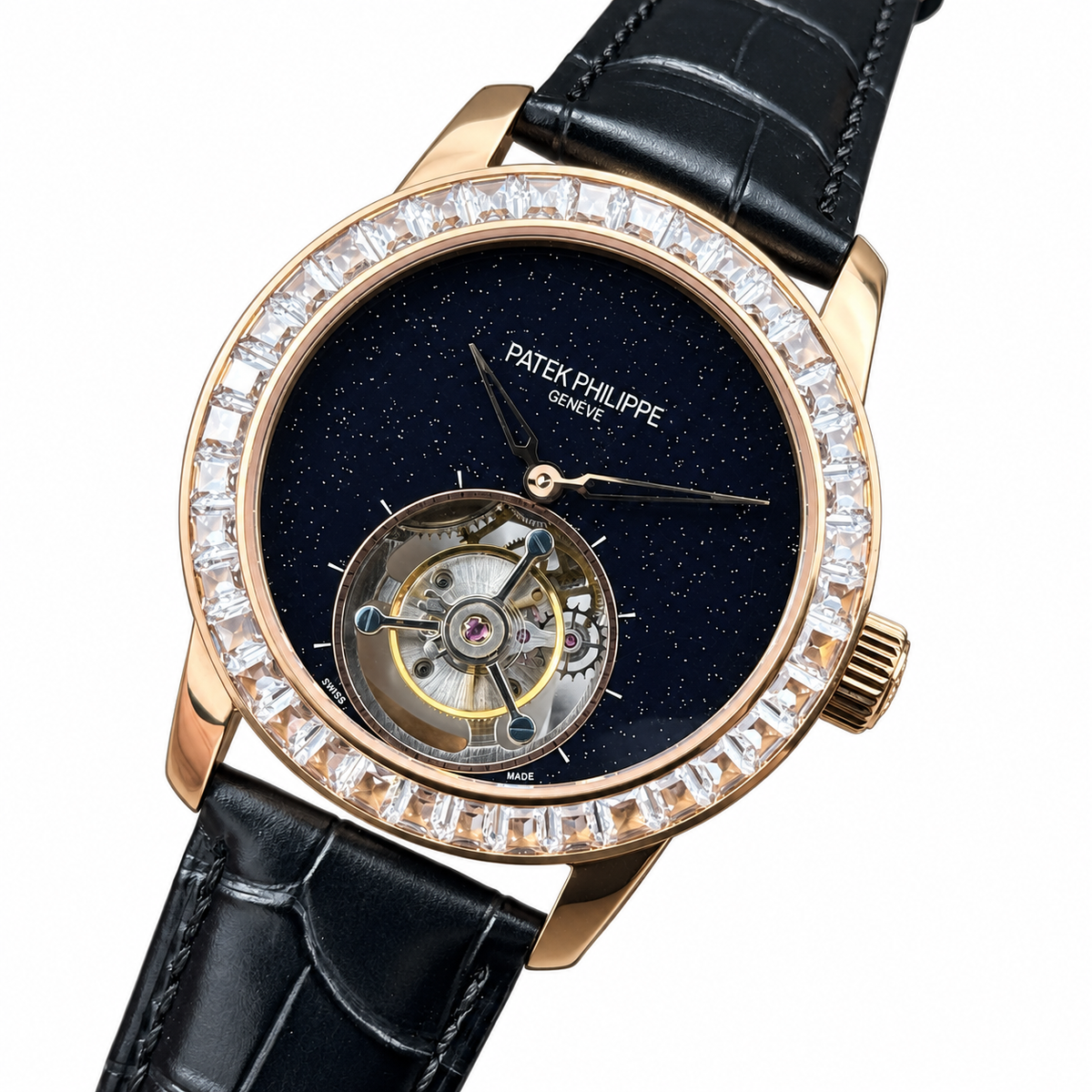 Patek Philippe Calatrava Tourbillon Diamond Bezel Aventurine Rose Gold