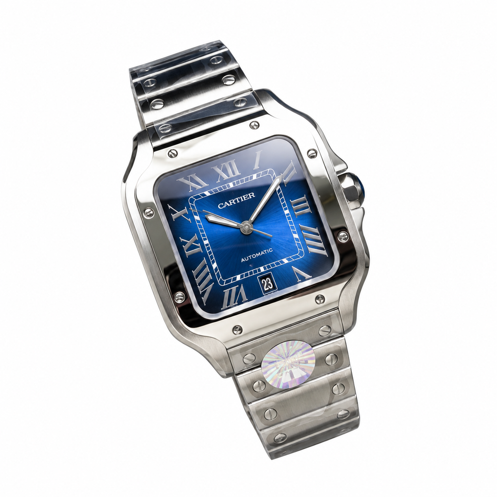 Cartier Santos de Cartier Blue Dial Steel Automatic Watch