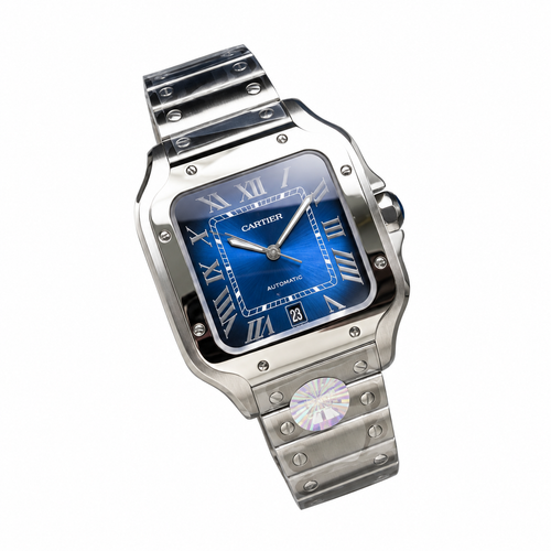 Cartier Santos de Cartier Blue Dial Steel Automatic Watch