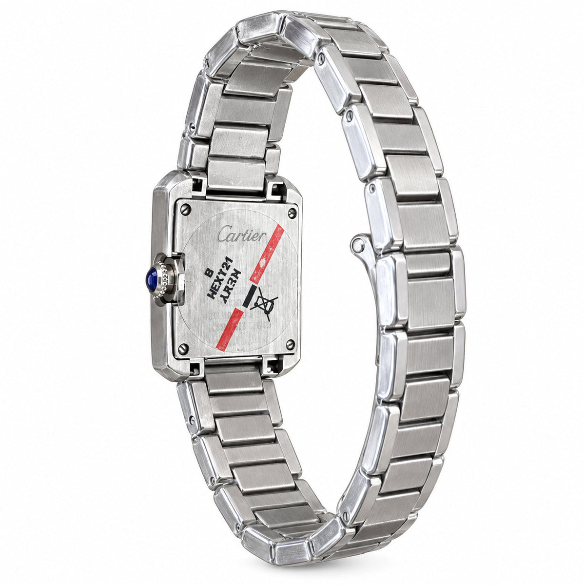 Cartier Tank Anglaise Small — Steel, Silver Diamond-Set Dial, Roman Numerals & Steel Bracelet, Women
