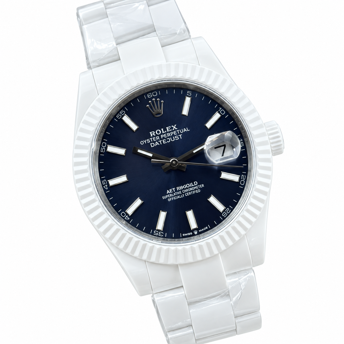 Rolex Datejust Blue Dial White Ceramic 41mm