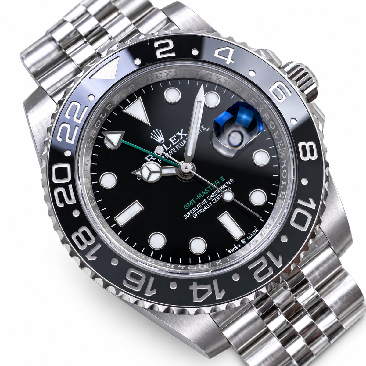 Rolex GMT-Master II Sprite Left-Hand Black Green Ceramic Bezel Jubilee Watch