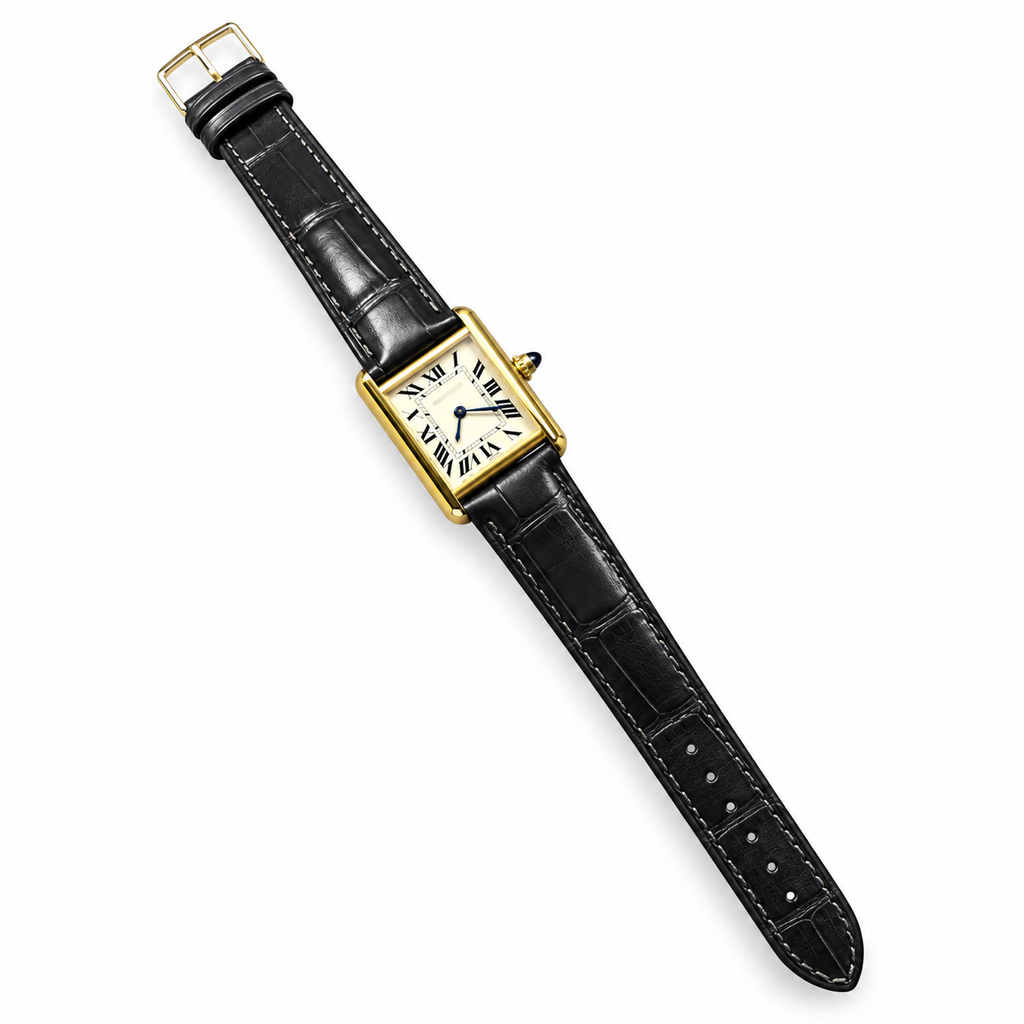 Cartier Tank Must Yellow Gold Cream Dial Black Alligator Watch