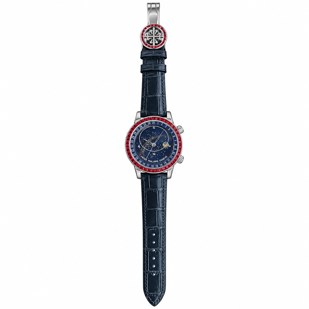 Patek Philippe Celestial White Gold Ruby Bezel Deep Blue Star Dial Moon Phase 44mm