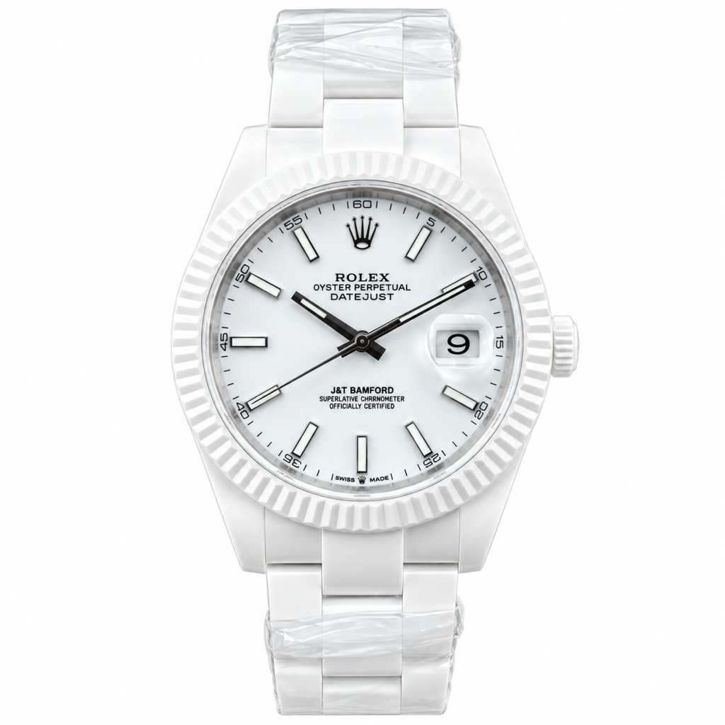 Rolex Datejust 41mm AET Remould Full White Ceramic Custom Watch