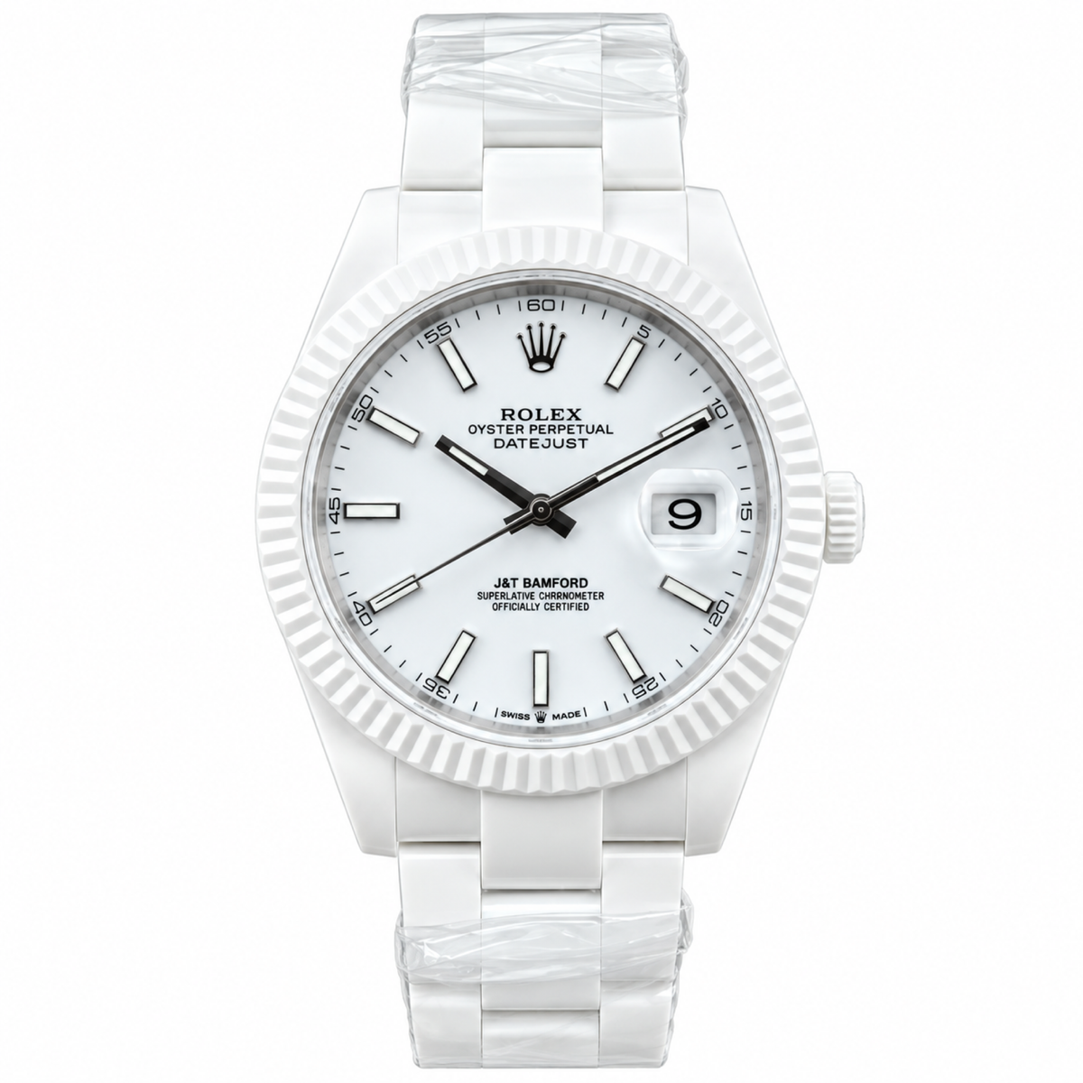 Rolex Datejust 41mm AET Remould Full White Ceramic Custom Watch