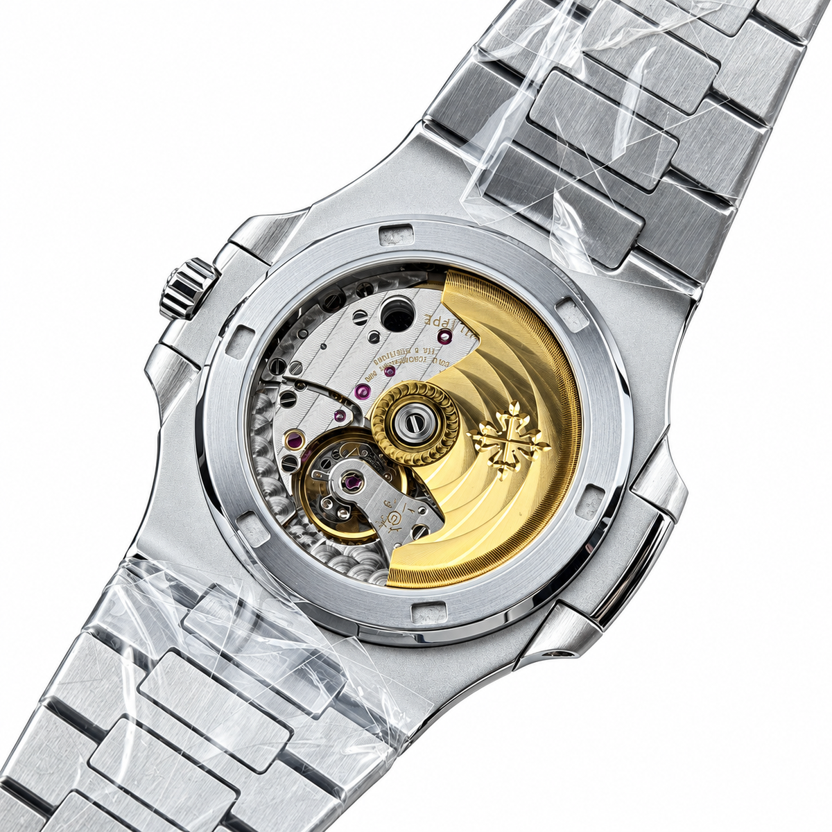 Patek Philippe Nautilus Iced Out Full Diamond Steel Baguette Bezel 40mm