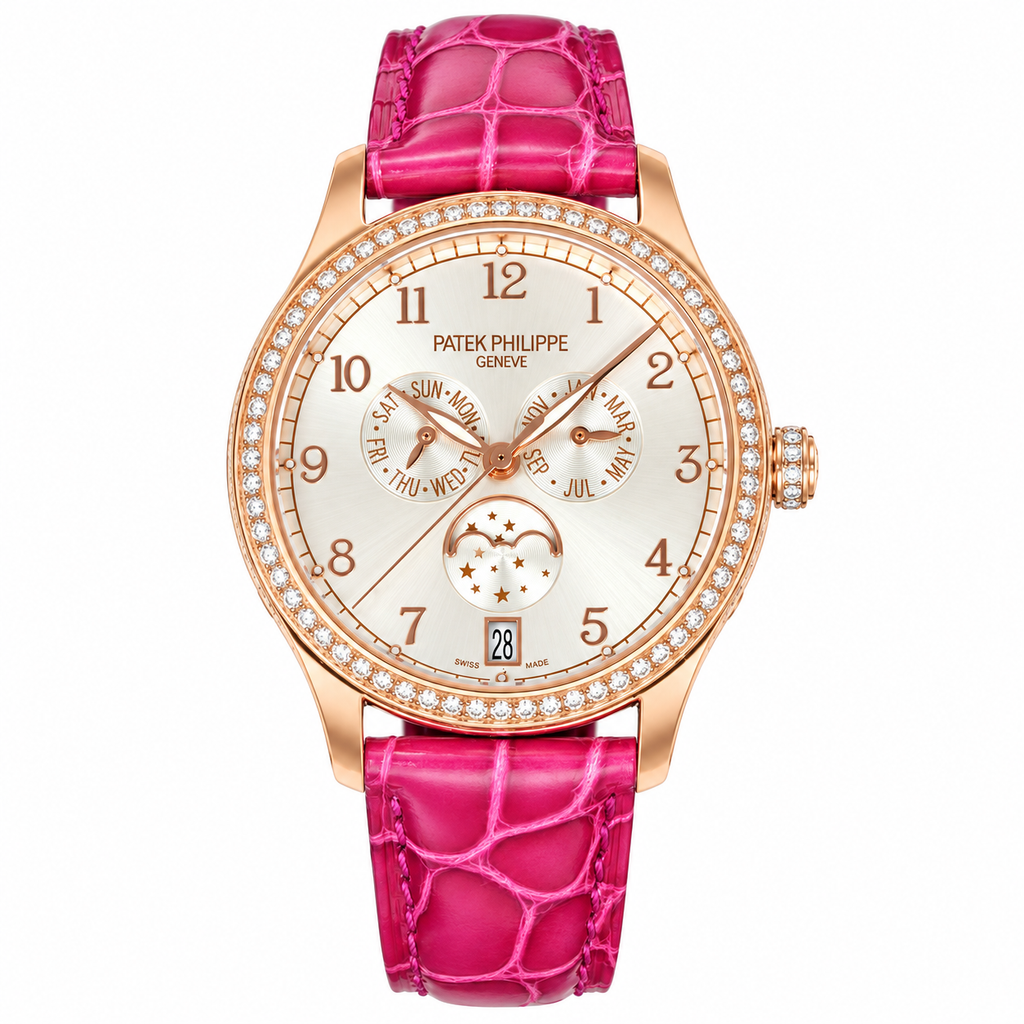 Patek Philippe Ladies Rose Gold Diamond Bezel Annual Calendar Moon Phase 38mm