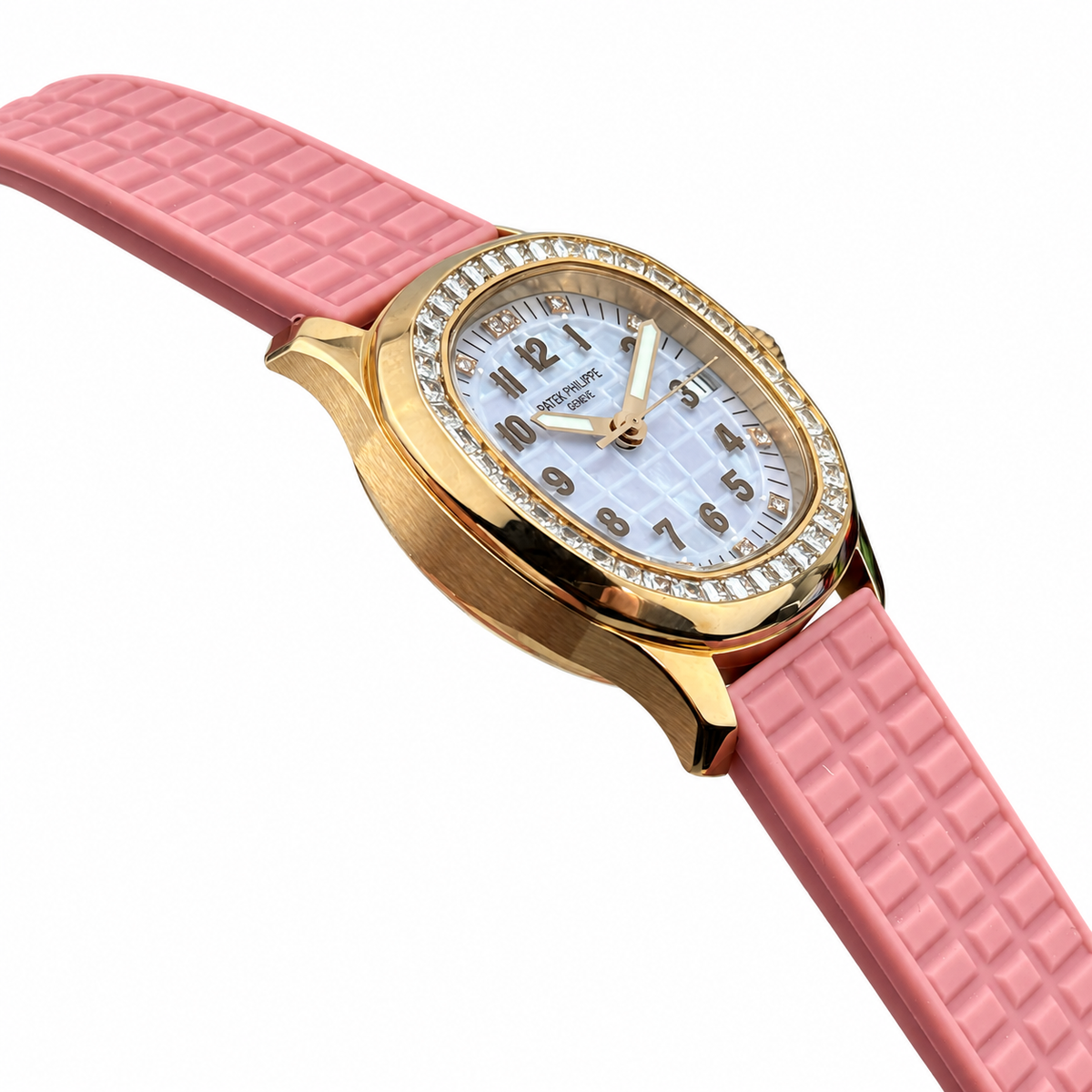 Patek Philippe Aquanaut Luce Rose Gold Diamond MOP Dial Pink Strap 35.6mm