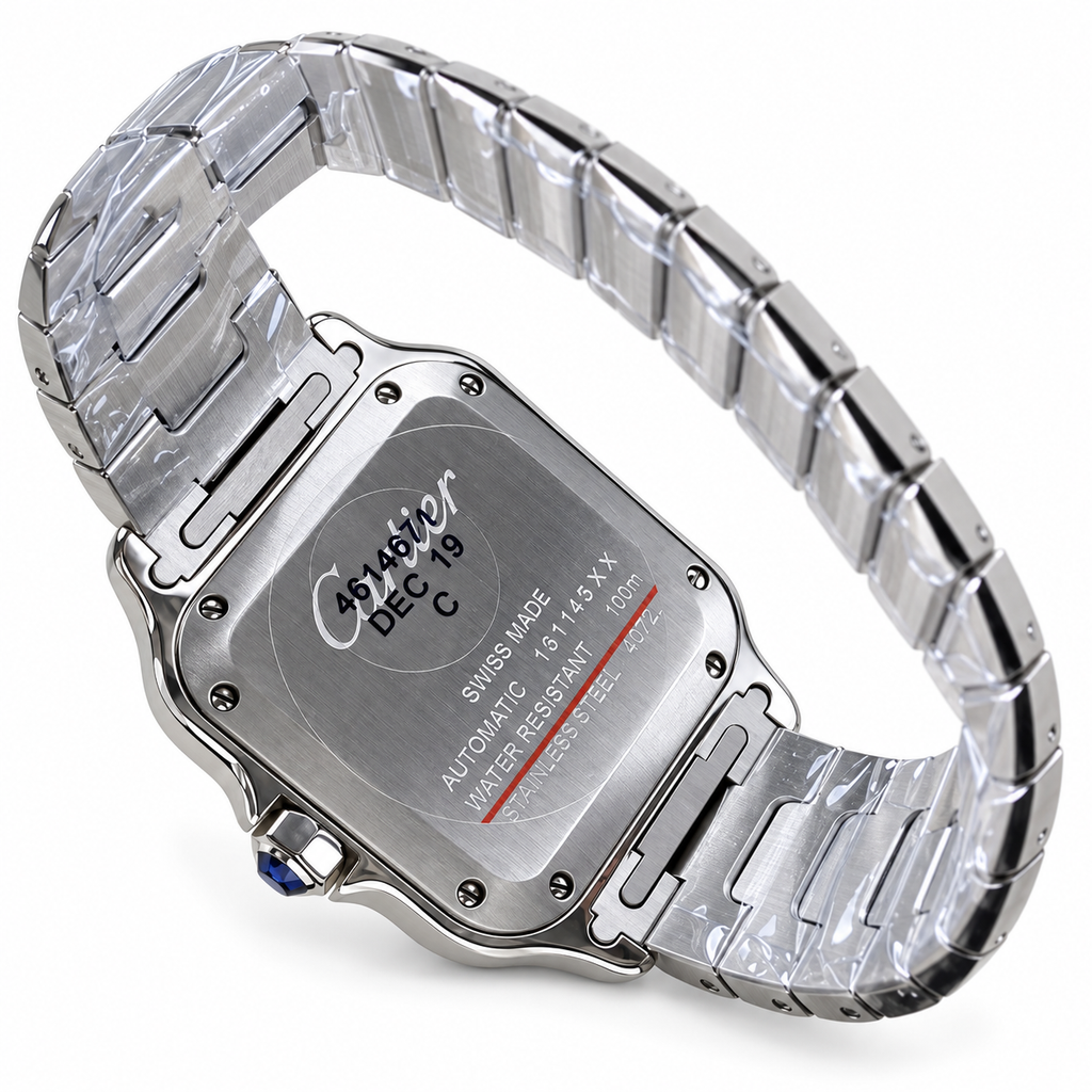 Cartier Santos de Cartier Large Stainless Steel Green Dial Roman Numeral Steel Bracelet Automatic Watch