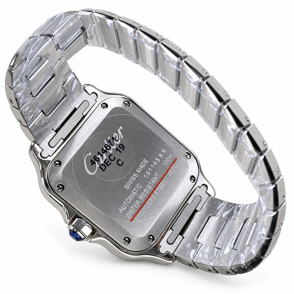Cartier Santos de Cartier Large Stainless Steel Green Dial Roman Numeral Steel Bracelet Automatic Watch