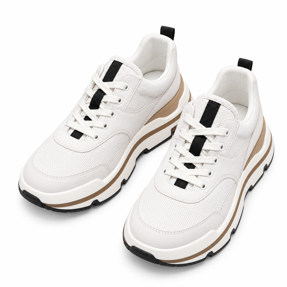 Hermès White Leather & Mesh Sneakers with Beige Accents
