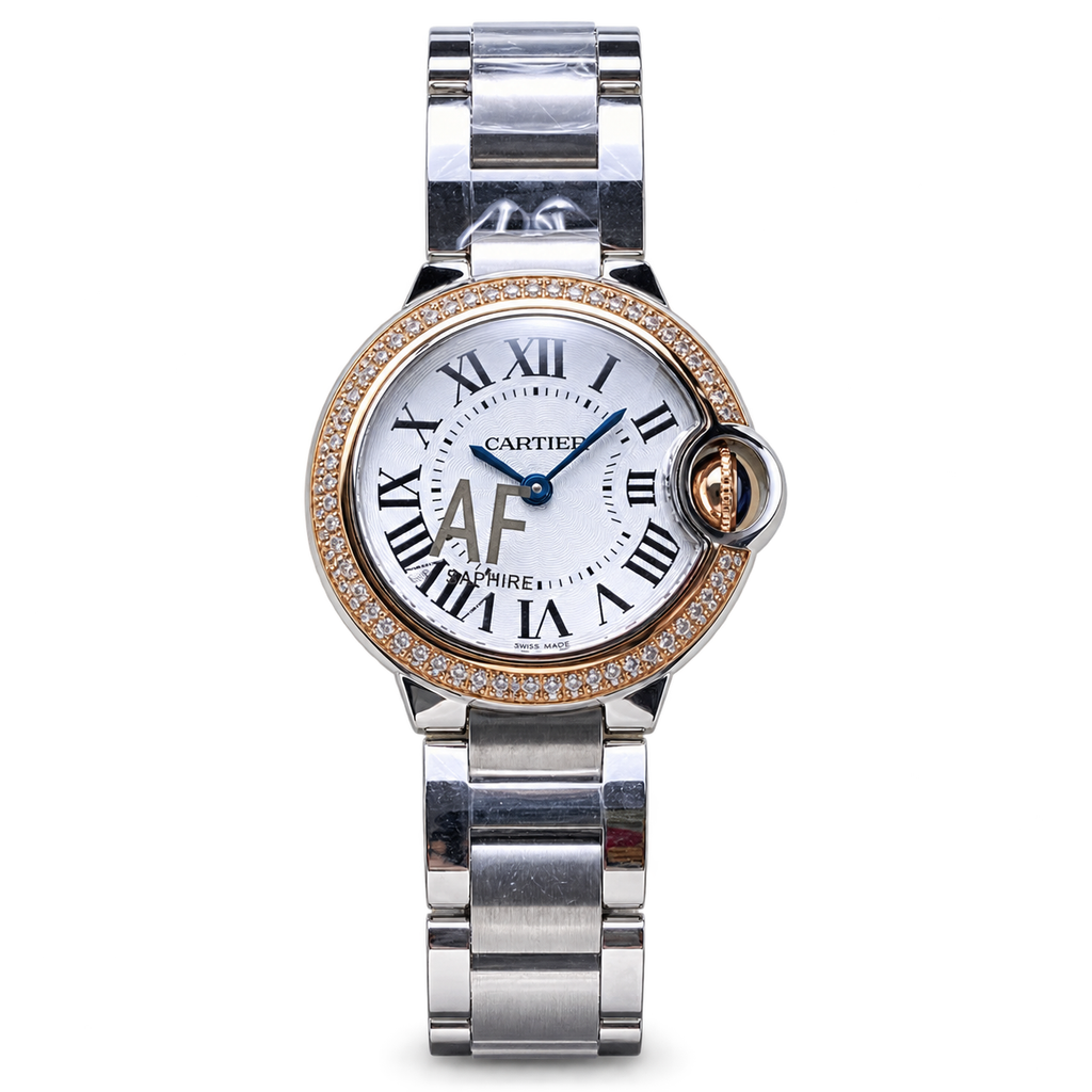 Cartier Ballon Bleu Diamond Bezel Steel Rose Gold Watch