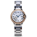 Cartier Ballon Bleu Diamond Bezel Steel Rose Gold Watch