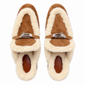 Hermès Tan Mules with Cream Plush Trim & Silver-Tone Hardware